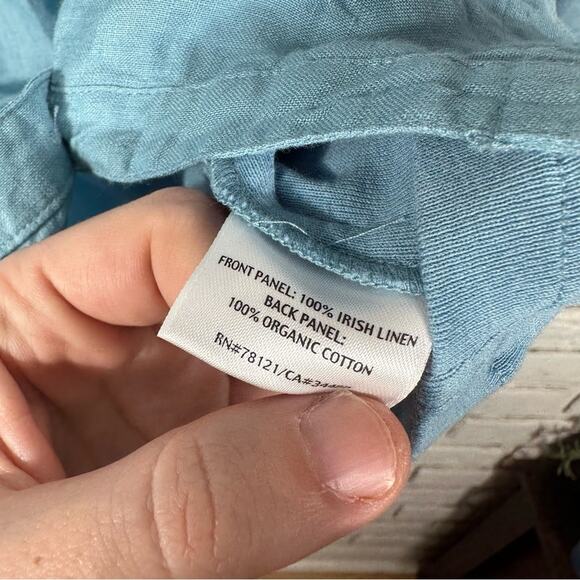 Eileen Fisher Irish Linen and Cotton Button Down Top Blue Size Medium - Picture 5 of 8